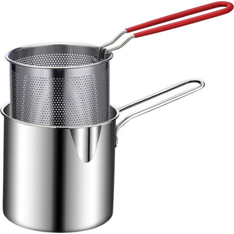 Petite friteuse pour la maison, 1 L/0,35 gal, en acier inoxydable, avec panier, idéale pour la cuisson du lait, pour une ou deux personnes. (1/5)