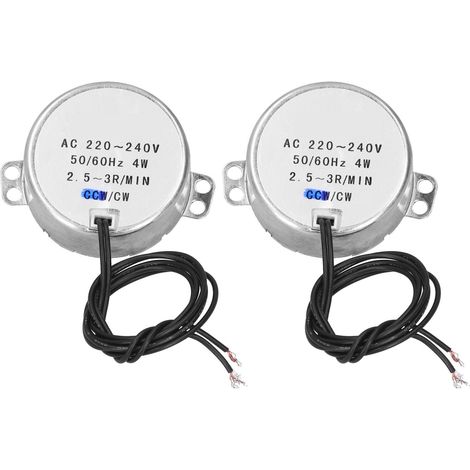Lot de 2 micromoteurs synchrones directionnels à rotation horaire, pièces de machines, 220-240 V CA, 4 W, 2,5-3 tr/min