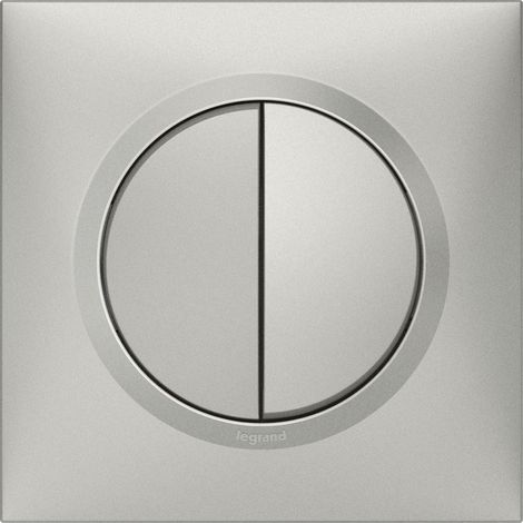 Legrand - Double interrupteur ou va-et-vient dooxie 10AX 250V livré avec plaque carrée alu