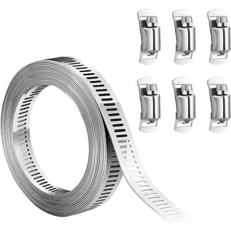 BUNTHAUS Colliers de Serrage Inox 304 (3m) - Colliers Réglables pour Tuyaux - Fixation et Serrage Facile avec Vis sans Fin - Pack de 3