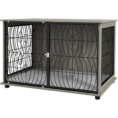 Dog Crate Furniture End Table w/ Plush Washable Cushion, Lockable Door,  Extra Large Dogs (1/5)