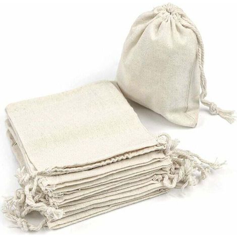 Lot de 50 sacs en coton avec cordon réglable, sac cadeau, sacs en tissu pour travaux manuels, sac en tissu pour matériel de peinture, sac d'anniversaire (1/4)