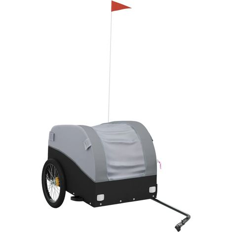 Remorque de vélo noir et gris 45 kg fer (1/5)
