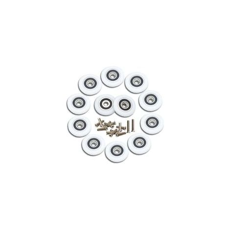 12 rodillos para puerta corredera de ducha, rodillos de ducha de 23 mm, rodillos para puerta corredera, rodillos de repuesto para puerta de ducha con tornillos.