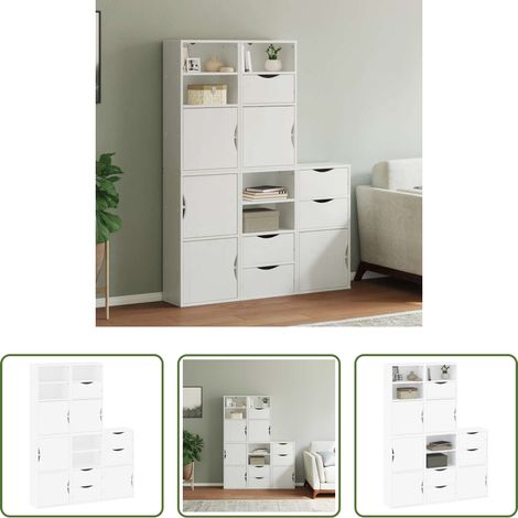 vidaXL Beistellschrank Weiß - Beistellschränke 5 Stk. ODDA Weiß 40x24x79 cm Massivholz Kiefer (1/5)