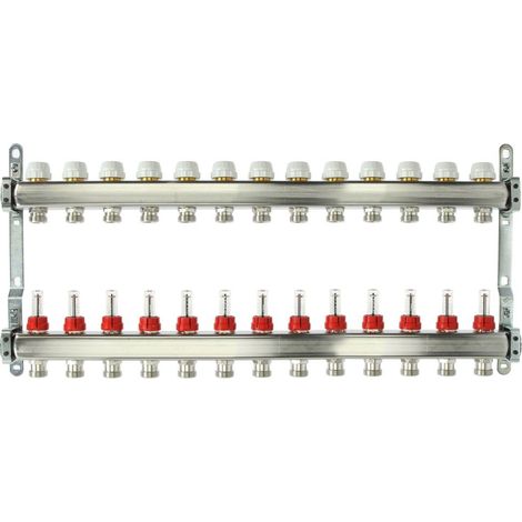 Collecteur plancher chauffant 13 circuit 1'' avec débitmètre