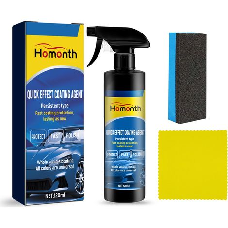 Multifunktionales Autolackpflegemittel zur Auffrischung, zum Aufhellen, Staubschutz, zur Fleckenentfernung, Reinigung und Keramikversiegelung – 120 ml × 1 + Schwamm × 1 + Tuch × 1 -- BIEMMEDUE (1/5)