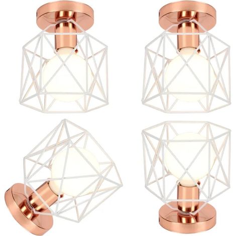 4x Plafonnier Industriel en Cage,Lustre Vintage Abat-jour Design Carré Rétro Lampe de Plafond Style Edison pour Salon Chambre (1/5)