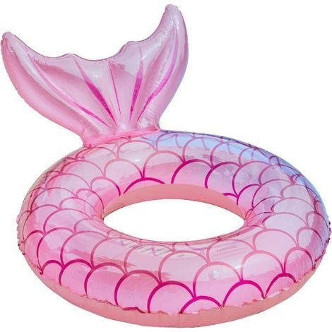 Bouée Gonflable, Durable Ronde Gonflable avec poignée Matelas d'air pneumatique Radeau de Piscine Gonflable Flottant Piscine Flottante Anneau Adulte de Taille (Queue de Poisson rose) (1/5)