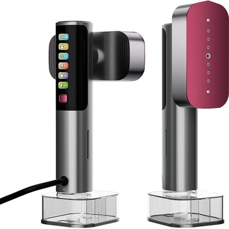 Fer à repasser vapeur portable de voyage 2 en 1, défroisseur à main avec écran LED, chauffe rapide, élimination efficace des plis, appareil compact pour maison, bureau et voyage (1/5)