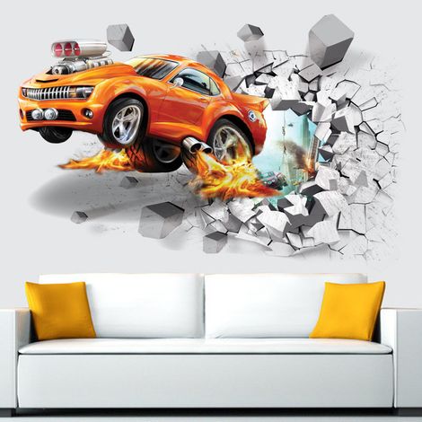 3D-Auto-Wandaufkleber, 3D-Auto-Wandaufkleber für die Kinderzimmerdekoration