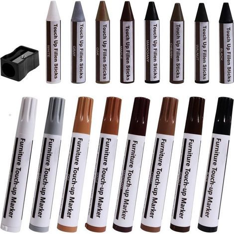 Lot de 8 Marqueurs Bois et Cire Format Crayon - Réparation Rayures/Tâches - Pour Sols, Stratifiés, Armoires & Meubles (1/5)