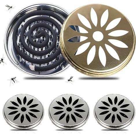 Lot de 4 supports pour spirale anti-moustiques avec couvercle, plateaux anti-moustiques (1/5)