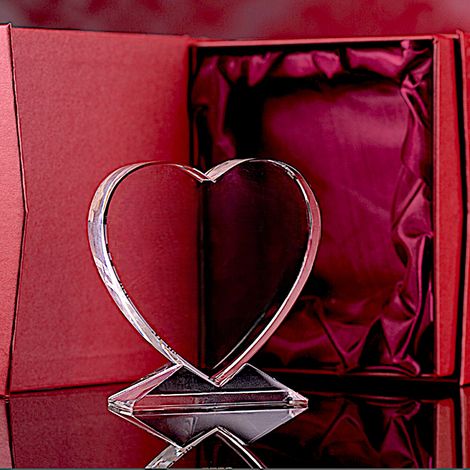 Cuore di cristallo con confezione regalo - regalo per fidanzata o fidanzato da incidere (1/4)