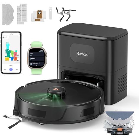 Aspirateur Laveur, 38000Pa Robot Aspirateur avec Station d'Aspiration 4L, Anti-Enroulement des Poils, Navigation LiDAR, Robot 4-en-1 Aspirateur-Laveur pour Sols/Moquette (1/5)