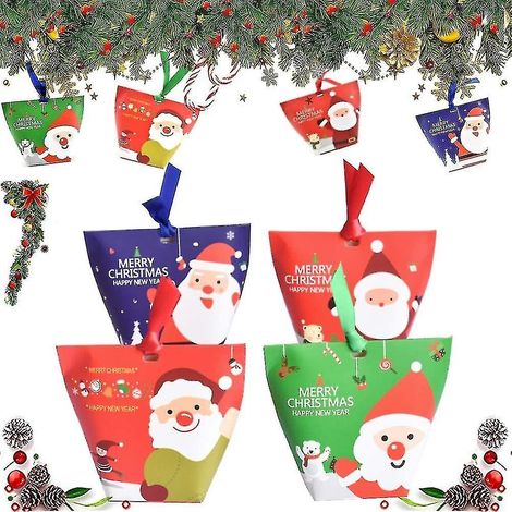 24 boîtes cadeaux de Noël, boîte à bonbons de Noël, sac cadeau de Noël en papier kraft (1/5)