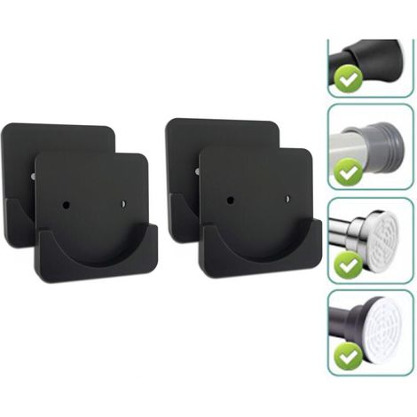 Supports adhésifs pour tringle à rideau de douche Sans perçage Tringle non incluse Lot de 4 (noir mat) (1/5)