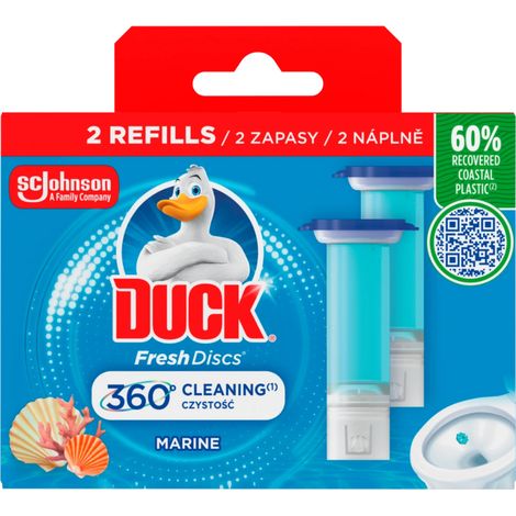 Dischetti in gel per WC Duck Fresh Discs Marine con profumo marino, 2 x 36 ml