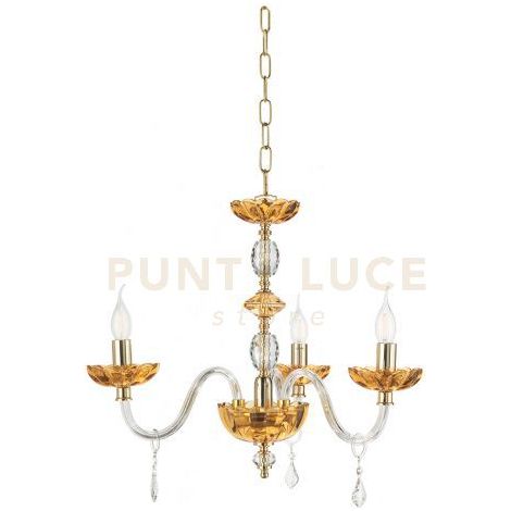 LAMPADARIO PATRICIA 3 LUCI ATTACCO E14 COLORE AMBRA D.65CM