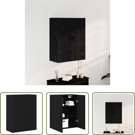 vidaXL Schrankwand - Wandmontierter Schrank Schwarz Eichen-Optik 69,5 x 34 x 90 cm (1/5)