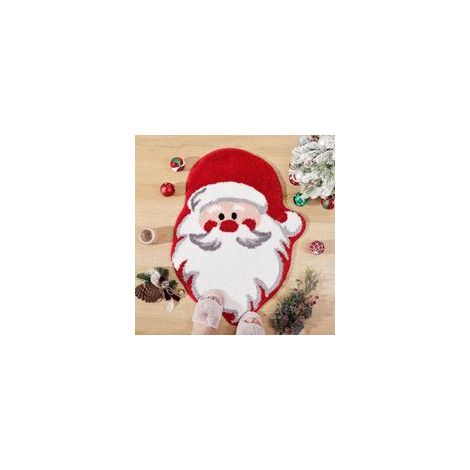 Tapis de bain de Noël, tapis de bain festif, tapis de chevet en pashmina, tapis de bain de Noël pour la décoration du salon sur le thème de Noël (Père Noël rouge) 40 x 60 cm