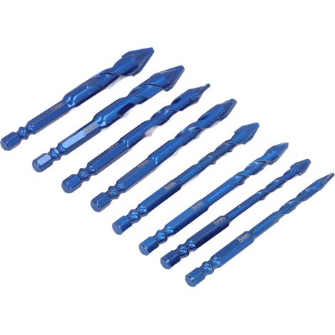 Lot de 8 forets excentriques tete biaisee a queue hexagone 1/4 pouce pour pierre verre marbre carrelage bois acier rapide M35 6mm 8mm 10mm 12mm (1/5)