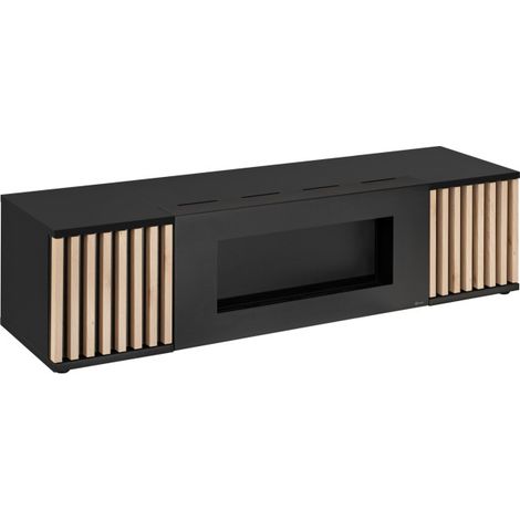 Meuble TV "Cameron" - Noir/Beige - L 160 x H 42 x P 45 cm - Livraison gratuite (1/5)