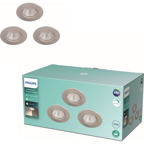 Philips Dive Set de 3 Focos Empotrables para Baño (Níquel) Luz blanca cálida - LED (1/5)