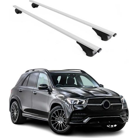 OMAC Barres de toit pour Mercedes GLE W167 2019-2026 – TÜV / DIN 75302:2019 – Antivol inclus – Charge max 75 kg – 2 barres Argent (1/4)