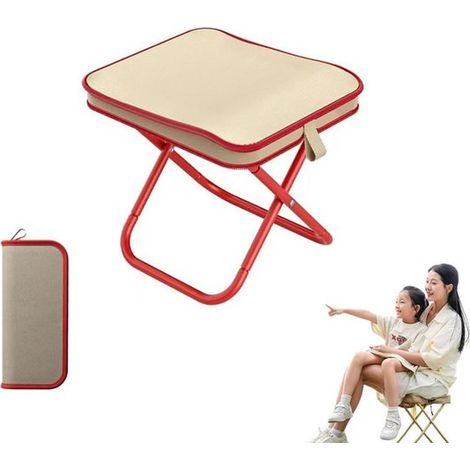 Tabouret pliant - Rouge - Banc portable - Chaise de camping (1/5)