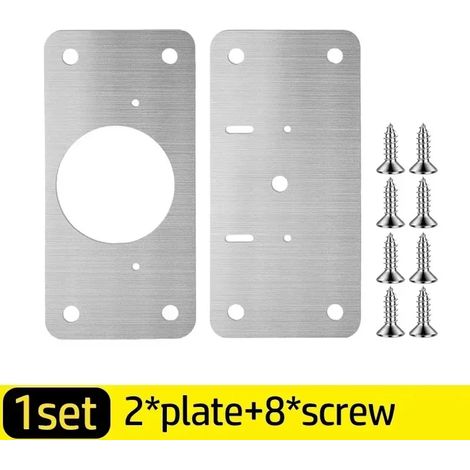 (B- 1 jeu) Kit de réparation de charnières de porte en acier inoxydable avec trous pour meubles de cuisine. (1/5)