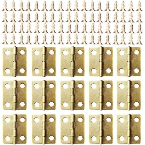 Petites charnières miniatures, paquets de 50, pour portes de placard, tiroirs et commodes. (1/5)