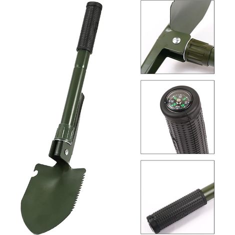 Pelle pliante d'extérieur multifonctionnelle en acier au carbone pour le camping, avec sac de rangement. Pelle pour enfants idéale pour les activités de survie.