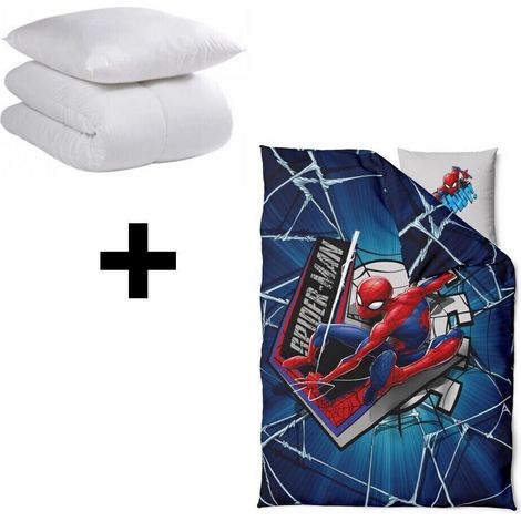 Parure de lit enfant Spiderman 120x150 cm – Couette 100% coton – Oreiller 42x62 cm – Norme OEKO-TEX Standard 100 – Bebegavroche (1/5)
