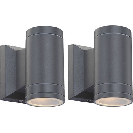 Lot de 2 spots LED extérieur mur façade éclairage bas spots balcon jardin lampe ALU