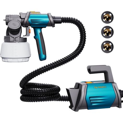 Pistolet à Peinture, HVLP Pistolet Peinture Electrique Réservoir Latéral 1300 ML, 4 Buses en Cuivre et 3 Modes, Design séparable, 1200ML/Min, 120DIN-S pour Meubles, Plafond, Jardin (1/5)