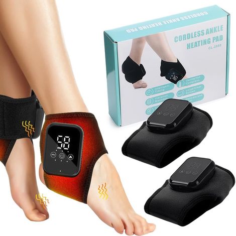 Lot de 2 masseurs de pieds électriques 3 en 1 - Avec 5 modes de massage et 6 niveaux de chaleur - Portable et rechargeable - Noir (1/5)