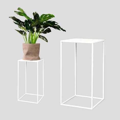 Soporte de pie para flores de metal estilo loft blanco de diseño moderno Brest S 25x25x47 (1/5)