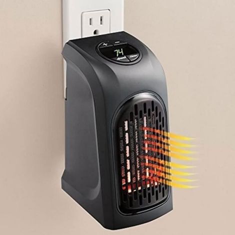 Radiateur Electrique Mobile - 500 W - Thermostat Reglable 60-90 °C - Minuterie 12 H - Arret Automatique - Pour Bureau Petit Espace - 1 Unite (1/4)