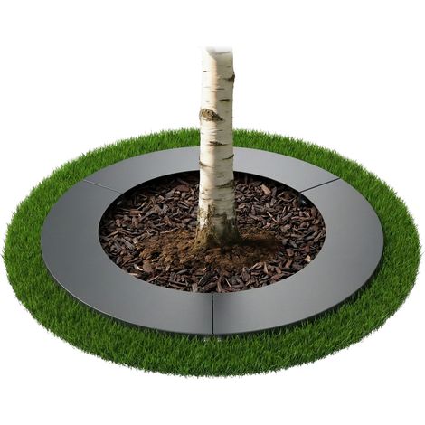 Relaxdays Baumring, Baumscheibe Rasenkante Bäume & Sträucher, D: 90 cm, Pflanzring Garten, verzinkter Stahl, anthrazit (1/5)