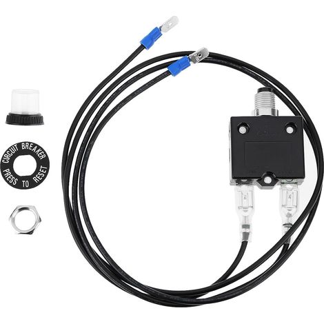 1 Push Button Circuit Breaker Overload Protector with 32V 18 AWG Wire for Electrical Appliances, Small Generators, Air Compressors, 60cm (5A) (1/5)