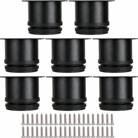 Set of 8 Adjustable Black Furniture Legs, Ø 50 mm/Height 50 mm Stainless Steel Sofa Legs, Coffee Table Legs for TV Stands, Cupboards, Beds and Desks, with 32 Screws
