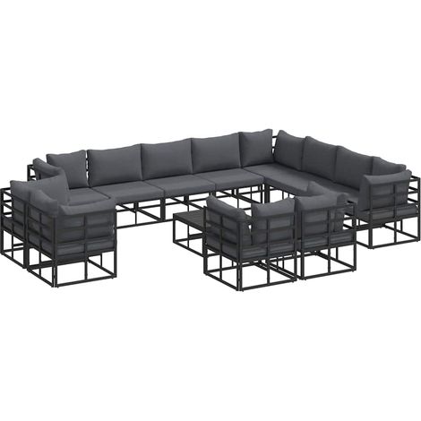 Maison Exclusive - Set Divano da Giardino con cuscino 13 pcs Nero Alluminio