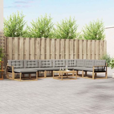vidaXL Outdoor-Sofagarnitur 9 pcs Weiß und Hellgrau 79 x 79 x 37 cm (1/5)