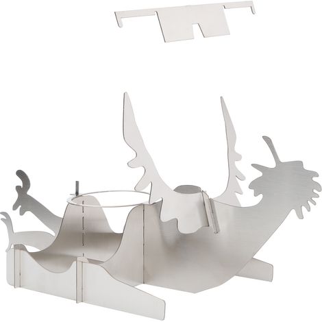 Support à poulet portable en acier inoxydable avec grille et porte-bières, idéal pour le camping et les réunions de famille. (1/5)
