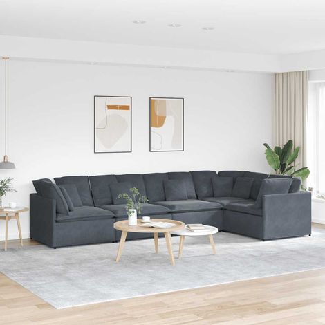 vidaXL Canapé modulable avec coussins velours gris foncé