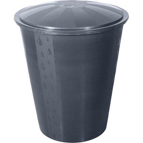 TrendLine Regentonne rund Deckel Hahn 300L grau Regenwassertonne Wassertank