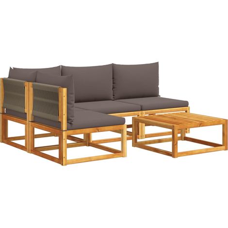 Maison Exclusive - Set di divani da giardino 5 pezzi con cuscini in legno di acacia e corda