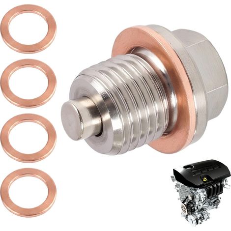 Bouchon de Vidange d’Huile Magnétique M14x1.5, Écrou de Vidanges D'huile à Joint Magnétiques, Écrou de vidange carter, Compatible avec Voitures, Motos, Installation Facil (M14, 1.5) (1/5)