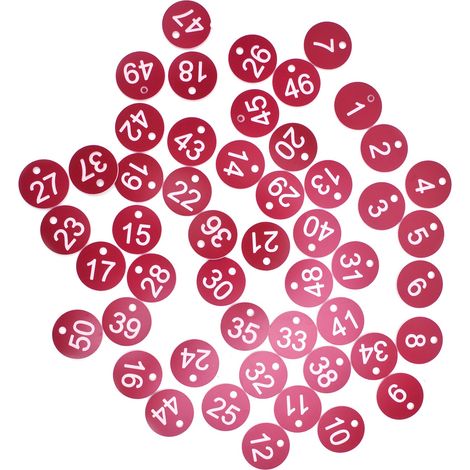 50 étiquettes numérotées (1 à 50) rouges pour l'élevage, l'apiculture et la reproduction. (1/5)